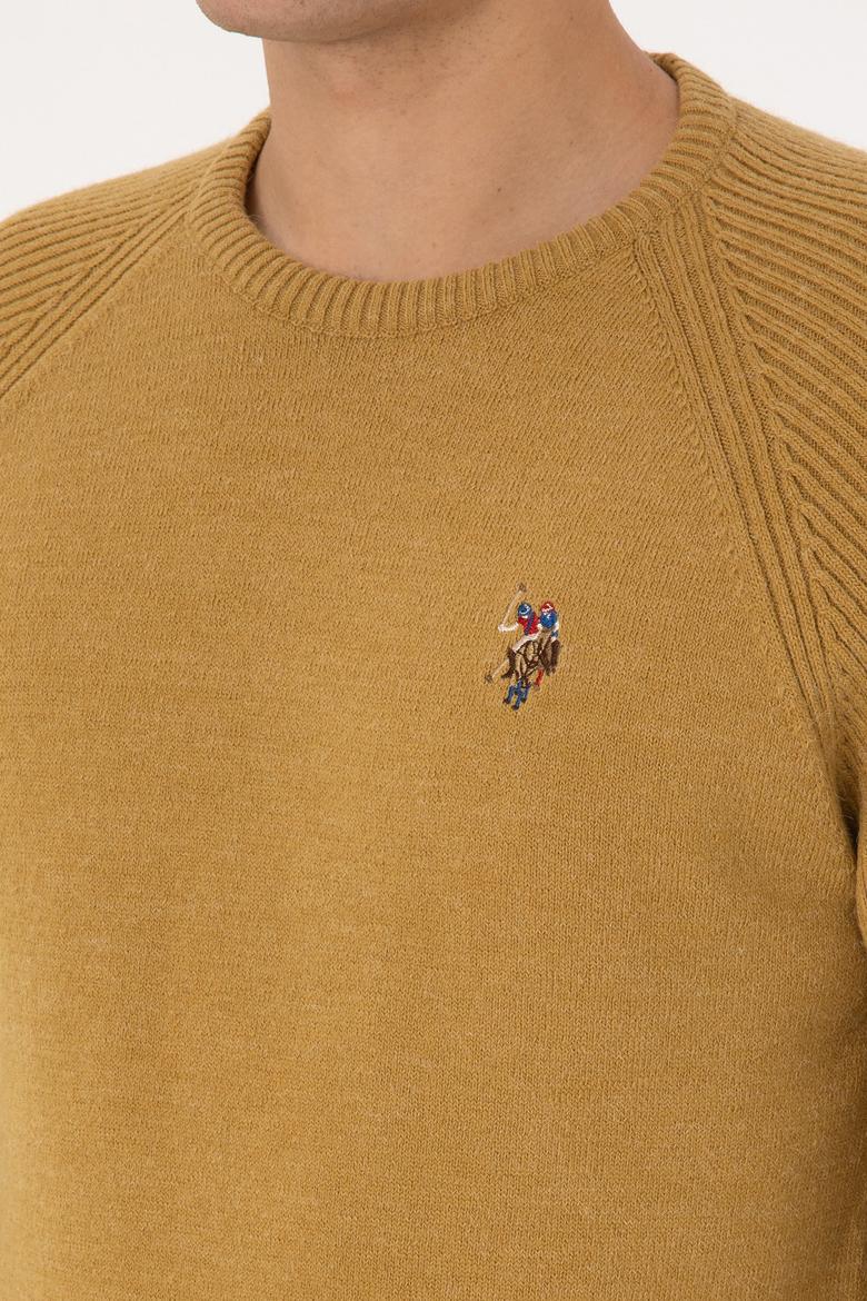 Erkek Regular Fit Bisiklet Yaka Hardal Kazak - 50314983006