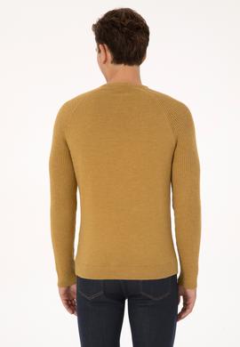 Erkek Regular Fit Bisiklet Yaka Hardal Kazak - 50314983006