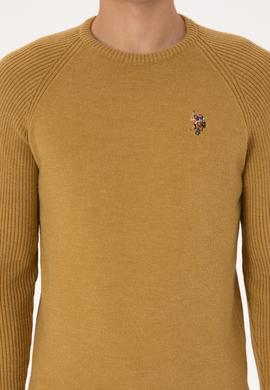 Erkek Regular Fit Bisiklet Yaka Hardal Kazak - 50314983006