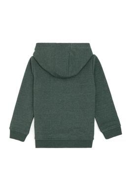 Erkek Çocuk Koyu Yeşil Kapüşonlu Basic Sweatshirt - 50314005050