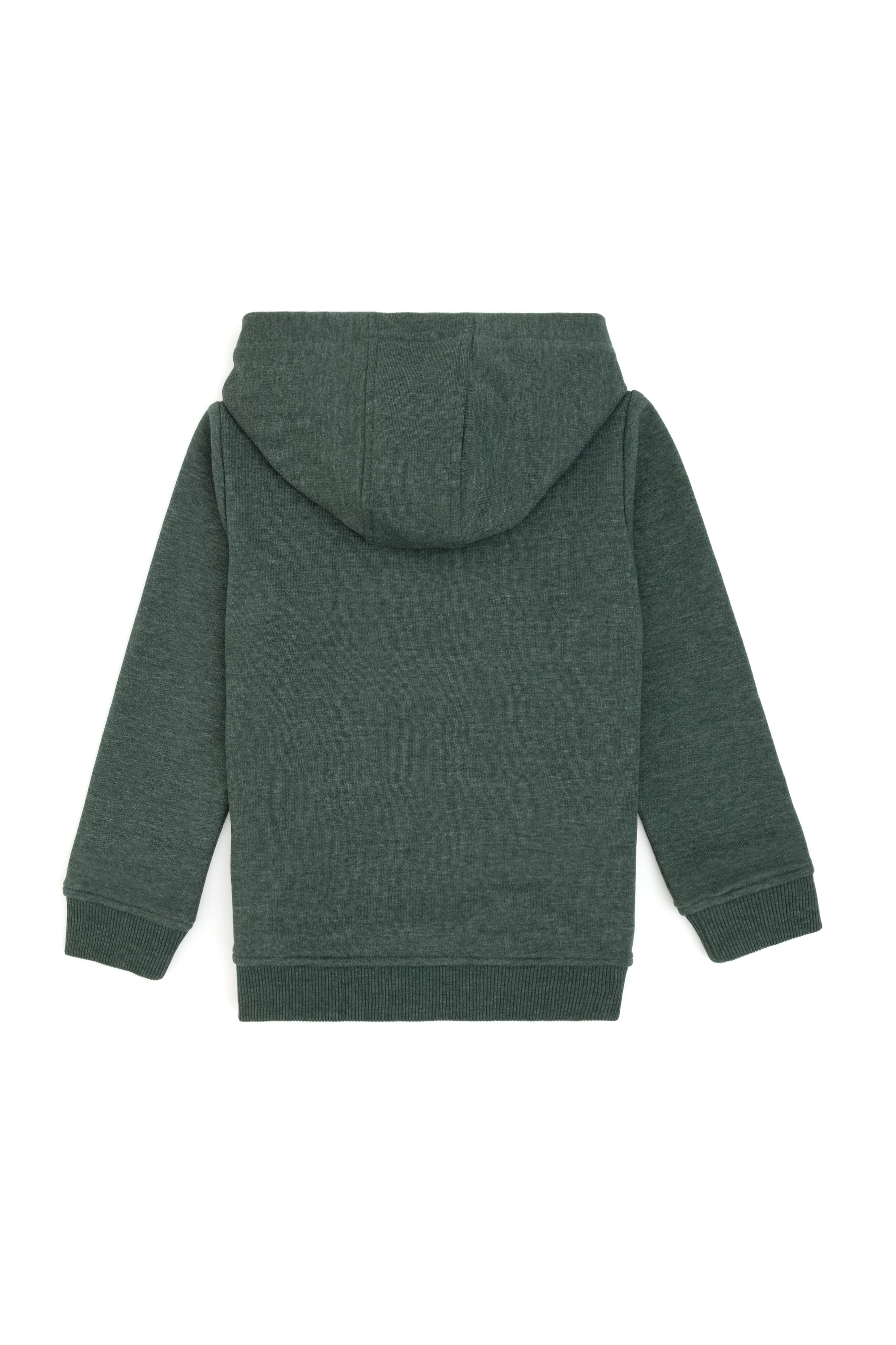Erkek Çocuk Koyu Yeşil Kapüşonlu Basic Sweatshirt - Image 3