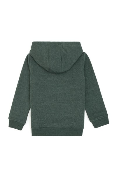 Erkek Çocuk Koyu Yeşil Kapüşonlu Basic Sweatshirt
