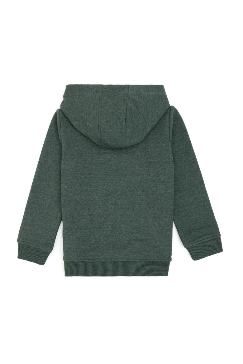 Erkek Çocuk Koyu Yeşil Kapüşonlu Basic Sweatshirt - 50314005050