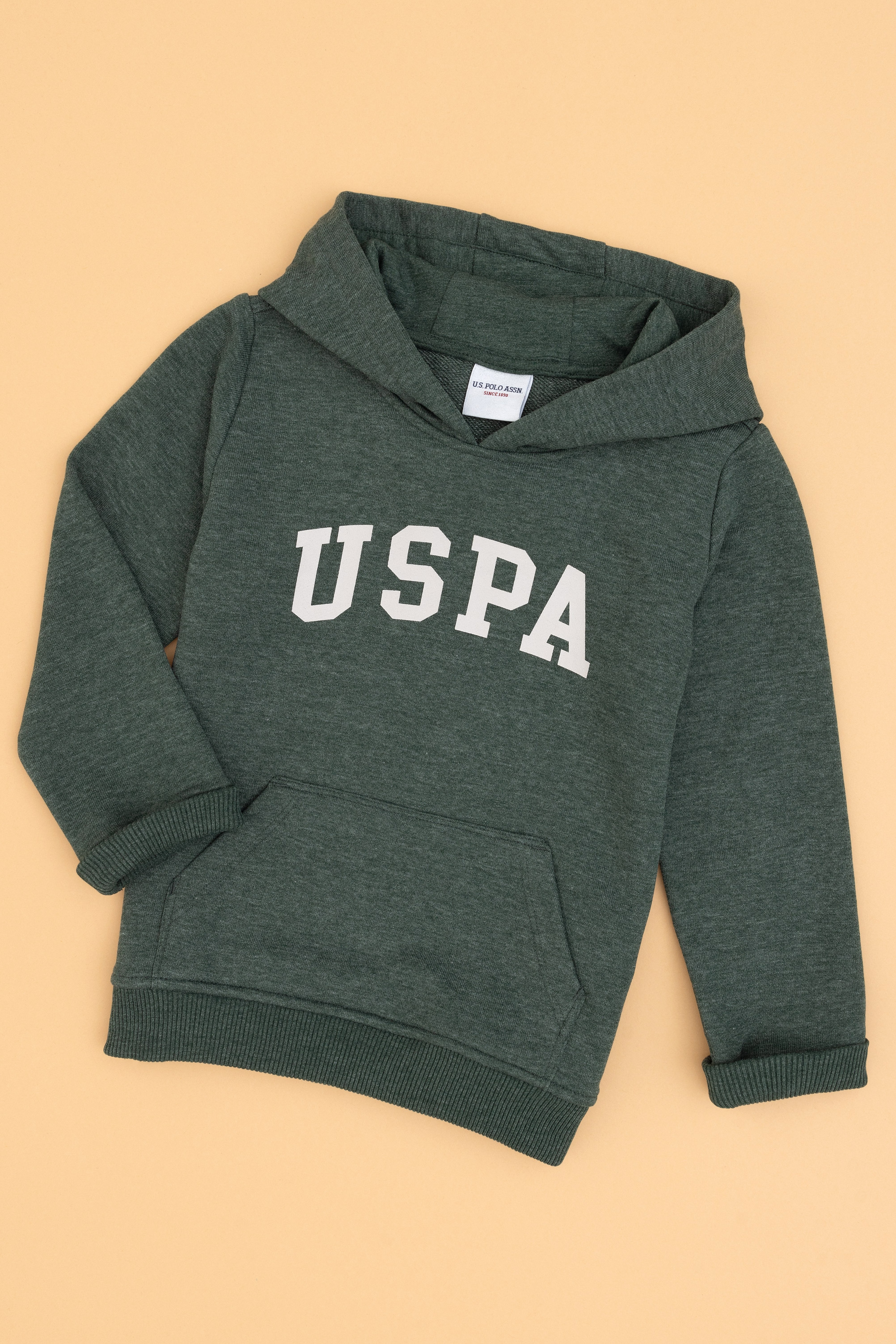 Erkek Çocuk Koyu Yeşil Kapüşonlu Basic Sweatshirt - Image 1