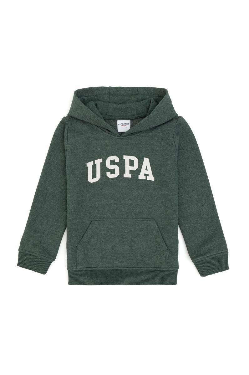 Erkek Çocuk Koyu Yeşil Kapüşonlu Basic Sweatshirt