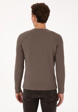 Erkek Regular Fit Bisiklet Yaka Vizon Kazak - 50314983017