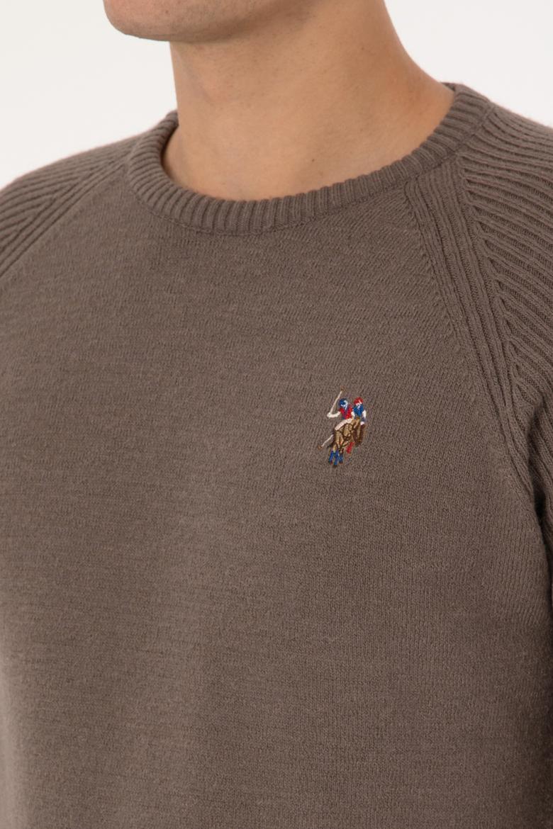 Erkek Regular Fit Bisiklet Yaka Vizon Kazak - 50314983017