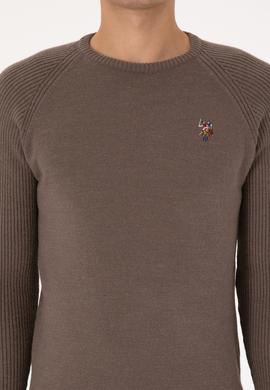 Erkek Regular Fit Bisiklet Yaka Vizon Kazak - 50314983017