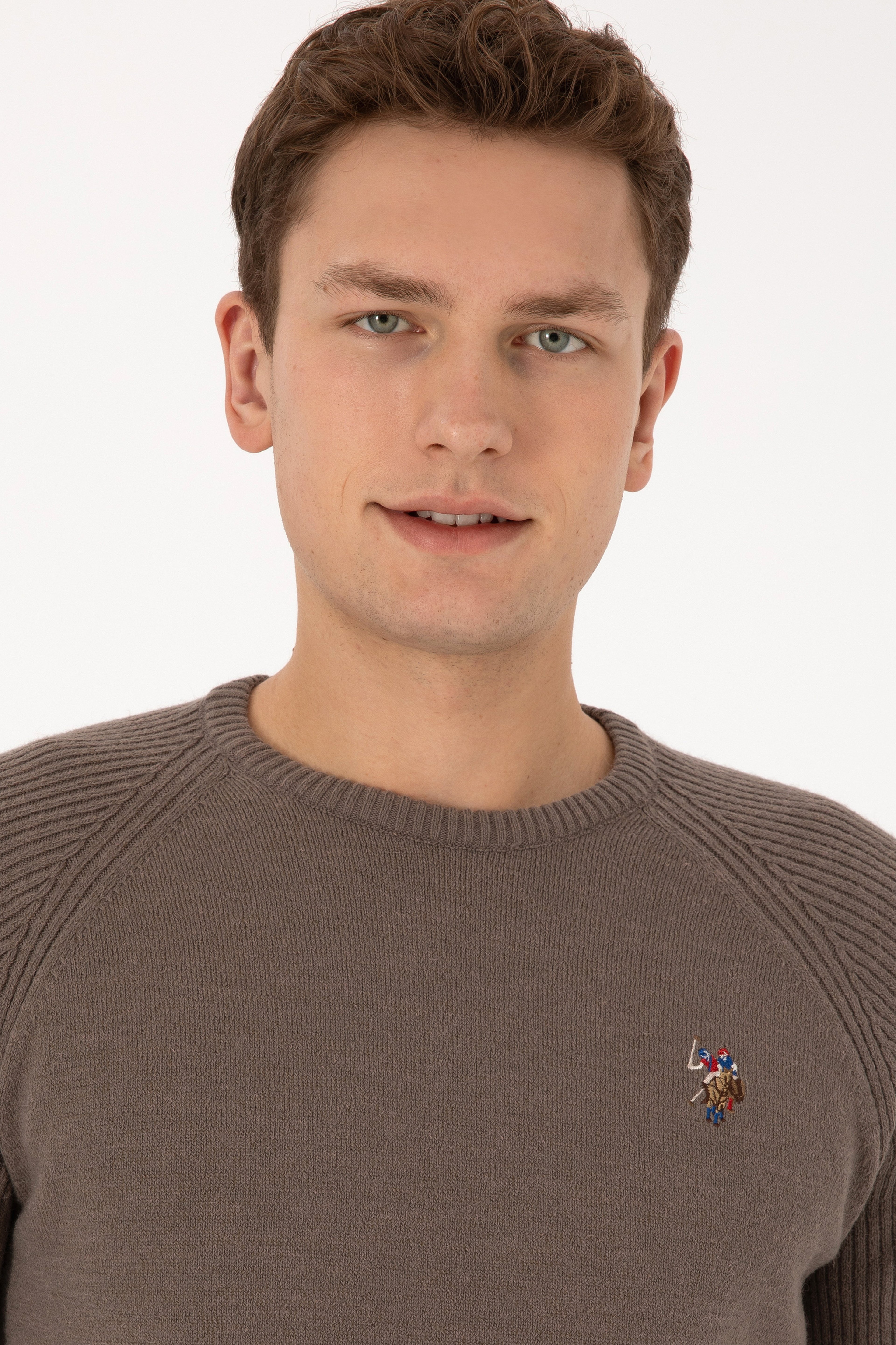 Erkek Regular Fit Bisiklet Yaka Vizon Kazak - Image 2