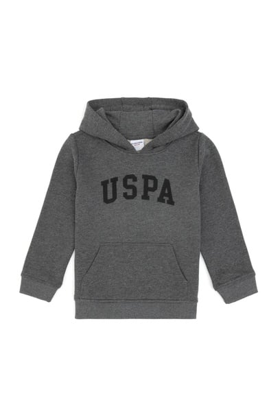 Erkek Çocuk Antrasit Melanj Kapüşonlu Basic Sweatshirt