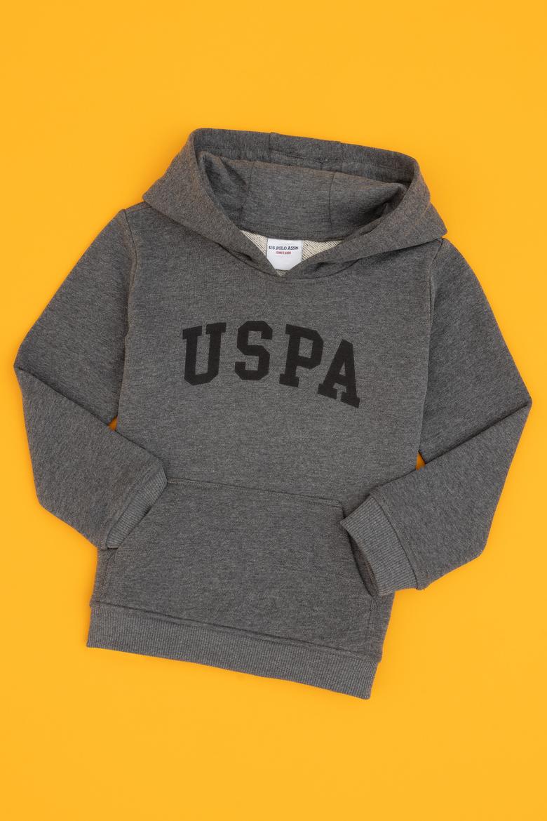Erkek Çocuk Antrasit Melanj Kapüşonlu Basic Sweatshirt