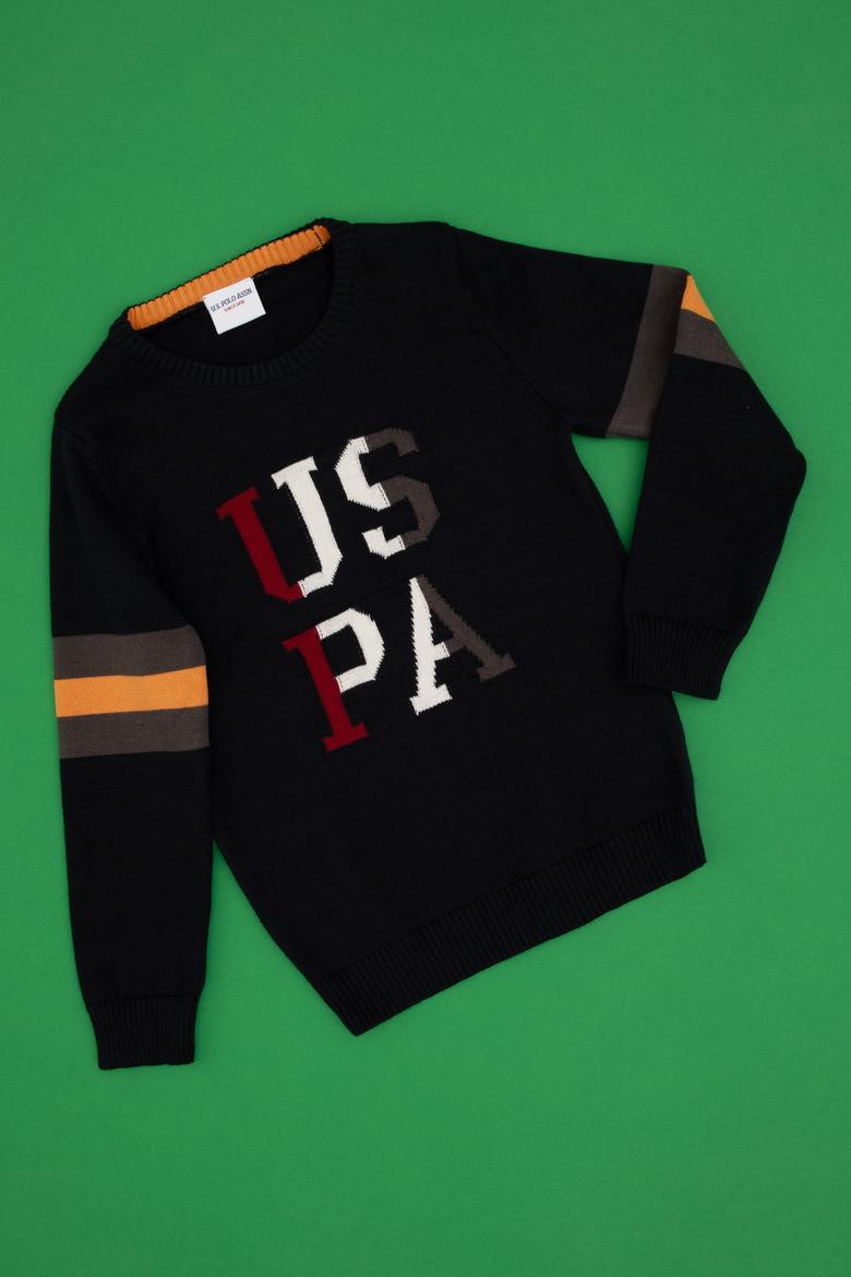 Erkek Çocuk Lacivert Bisiklet Yaka Kazak