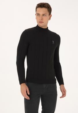 Erkek Slim Fit Boğazlı Yaka Siyah Kazak - 50315019001