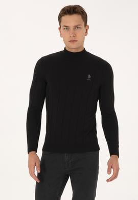 Erkek Slim Fit Boğazlı Yaka Siyah Kazak - 50315019001