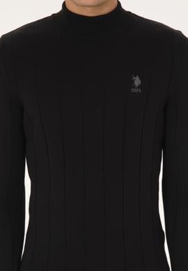 Erkek Slim Fit Boğazlı Yaka Siyah Kazak - 50315019001