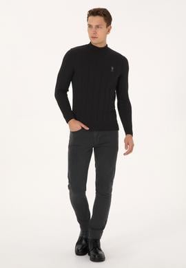 Erkek Slim Fit Boğazlı Yaka Siyah Kazak - 50315019001