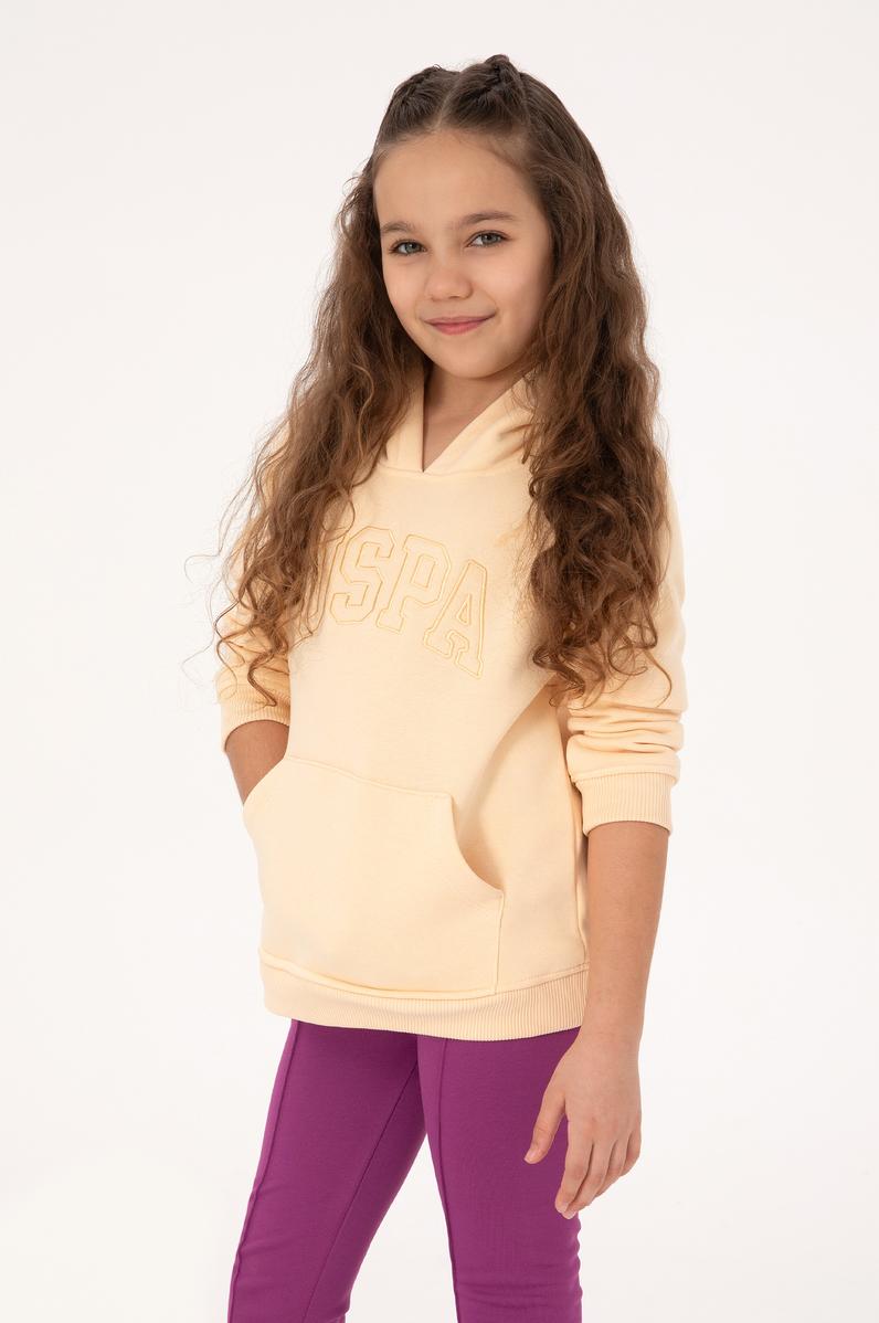 Kız Çocuk Kavun Kapüşonlu Şardonlu Basic Sweatshirt