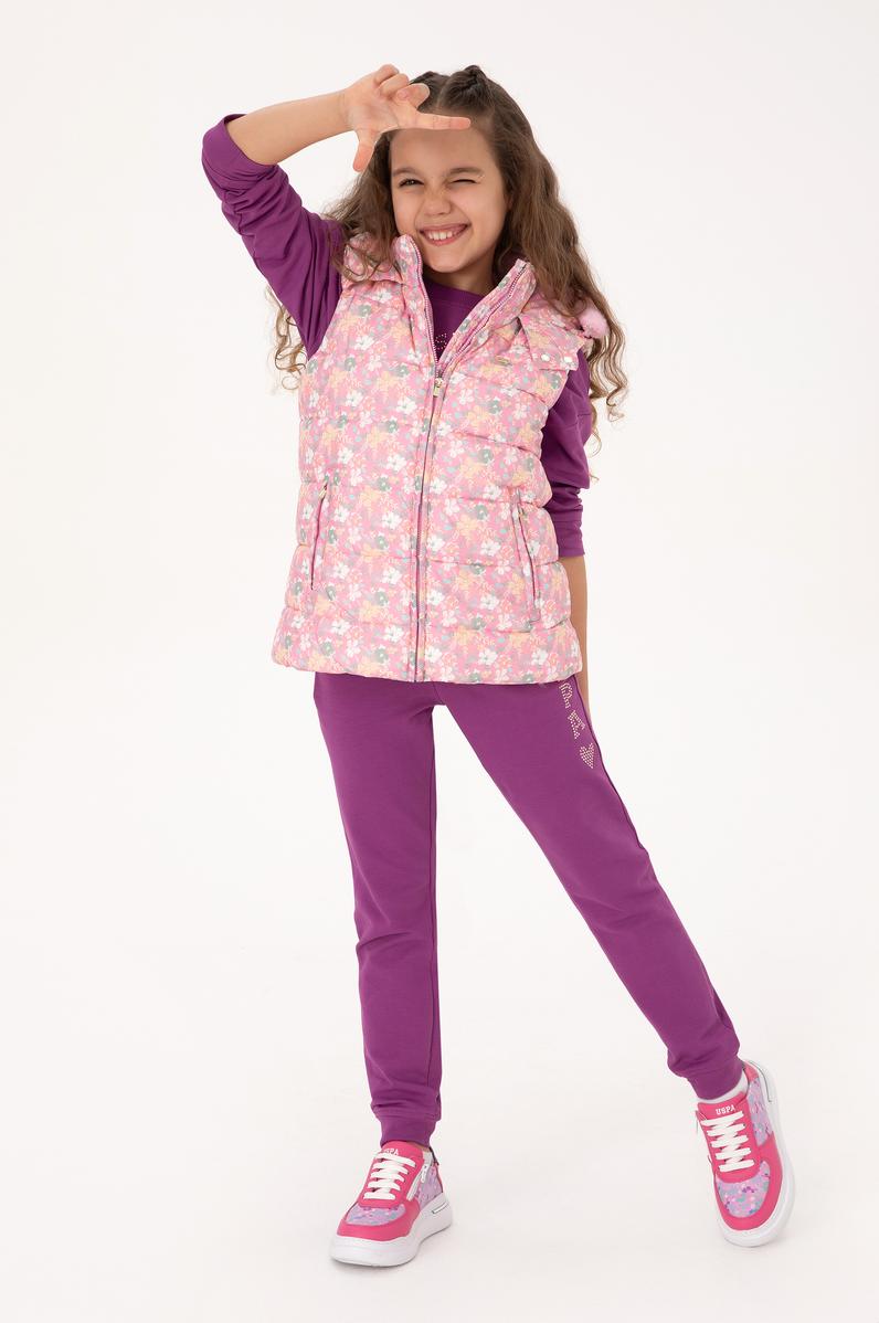 Kız Çocuk Pembe Kapüşonlu Şişme Yelek