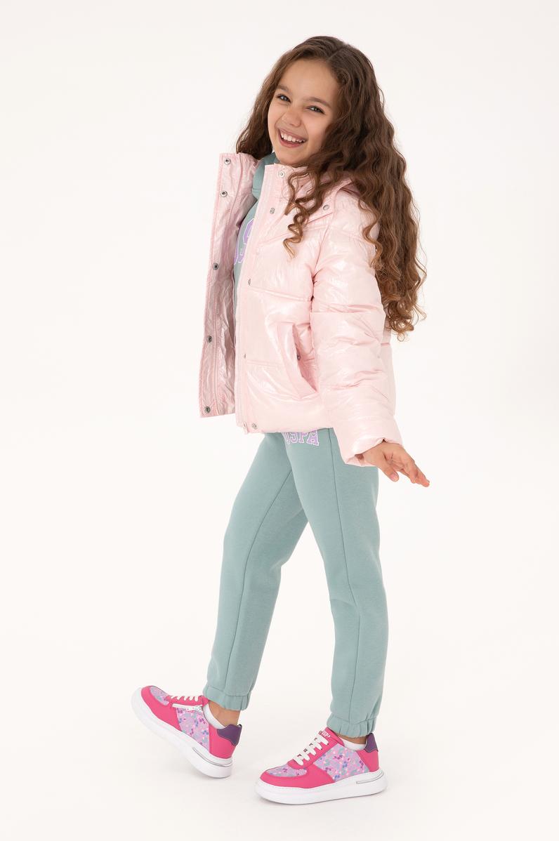 Kız Çocuk Açık Pembe Kapüşonlu Mont