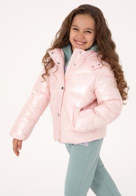 Kız Çocuk Açık Pembe Kapüşonlu Mont - 50313056010