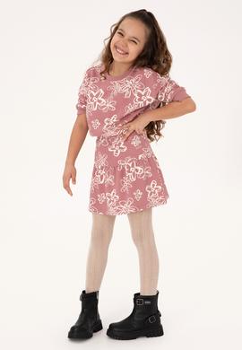 Kız Çocuk Orkide Çiçek Desenli Örme Etek - 50317971025