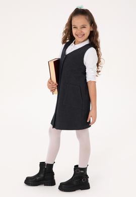 Kız Çocuk Lacivert Dokuma Elbise - 50314319004
