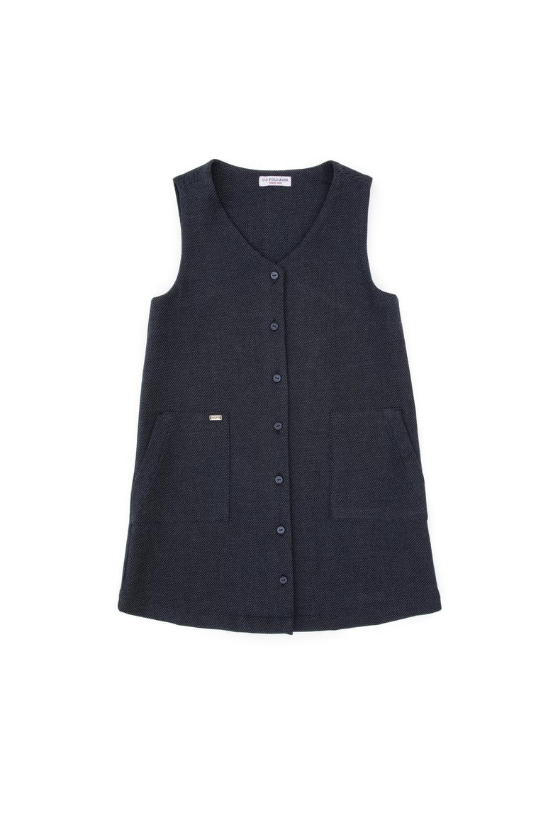 Kız Çocuk Lacivert Dokuma Elbise - 50314319004