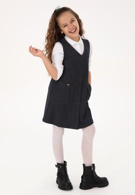 Kız Çocuk Lacivert Dokuma Elbise - 50314319004