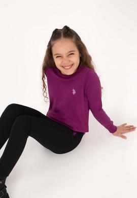 Kız Çocuk Menekşe Bisiklet Yaka Basic Kazak - 50316808013