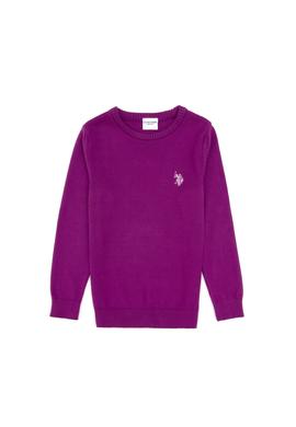 Kız Çocuk Menekşe Bisiklet Yaka Basic Kazak - 50316808013