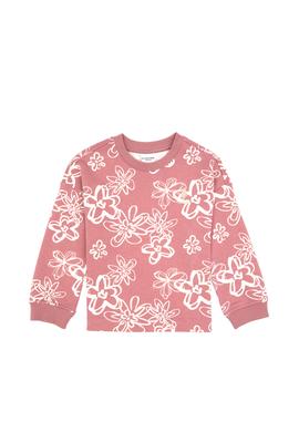 Kız Çocuk Orkide Çiçek Desenli Bisiklet Yaka Sweatshirt - 50317957014