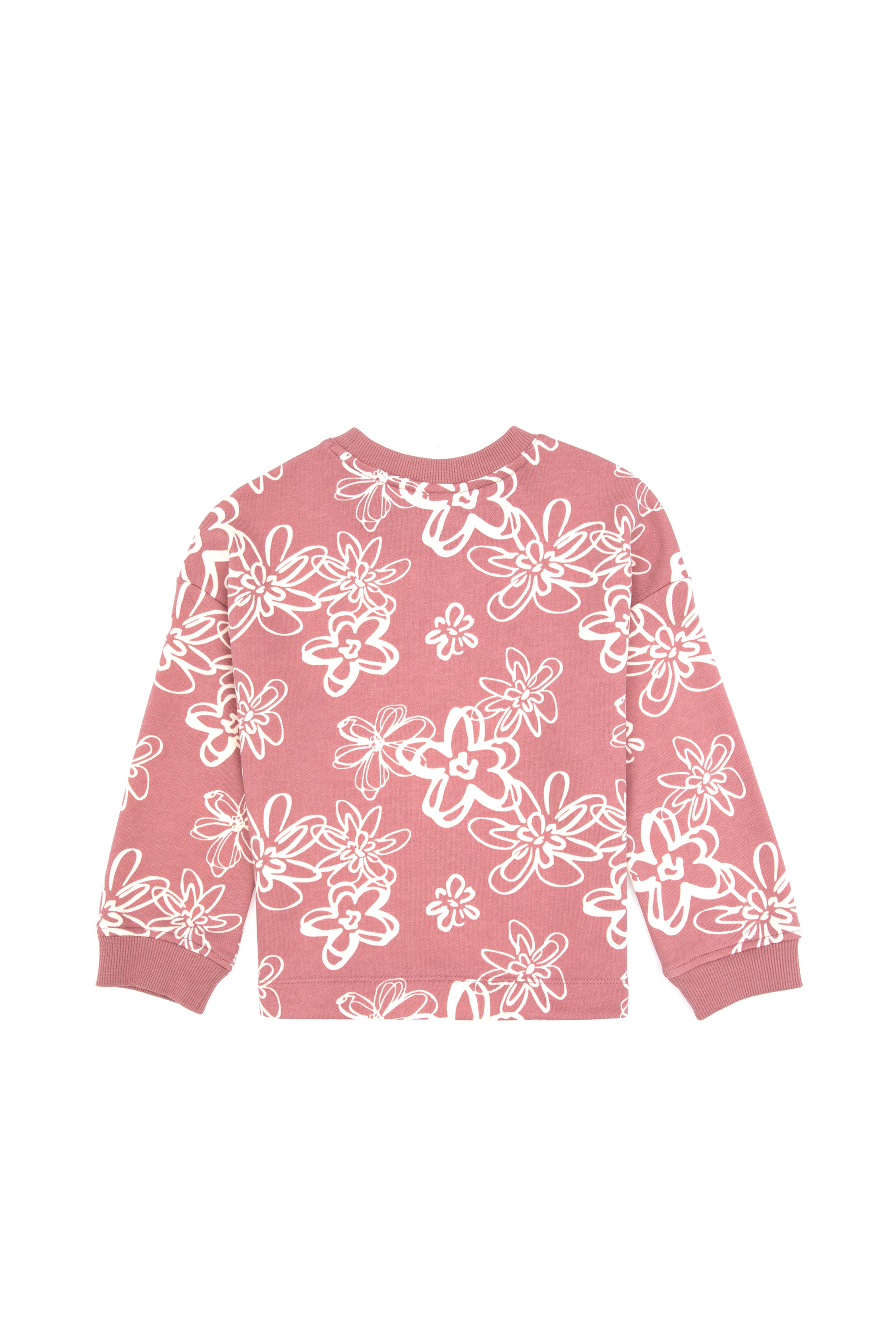 Kız Çocuk Orkide Çiçek Desenli Bisiklet Yaka Sweatshirt