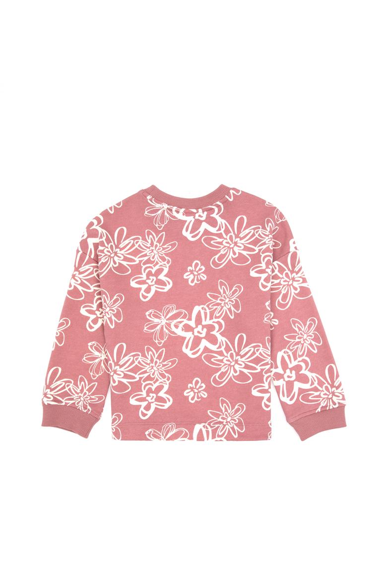 Kız Çocuk Orkide Çiçek Desenli Bisiklet Yaka Sweatshirt - 50317957014