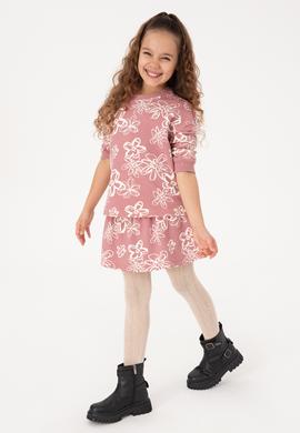 Kız Çocuk Orkide Çiçek Desenli Bisiklet Yaka Sweatshirt - 50317957014