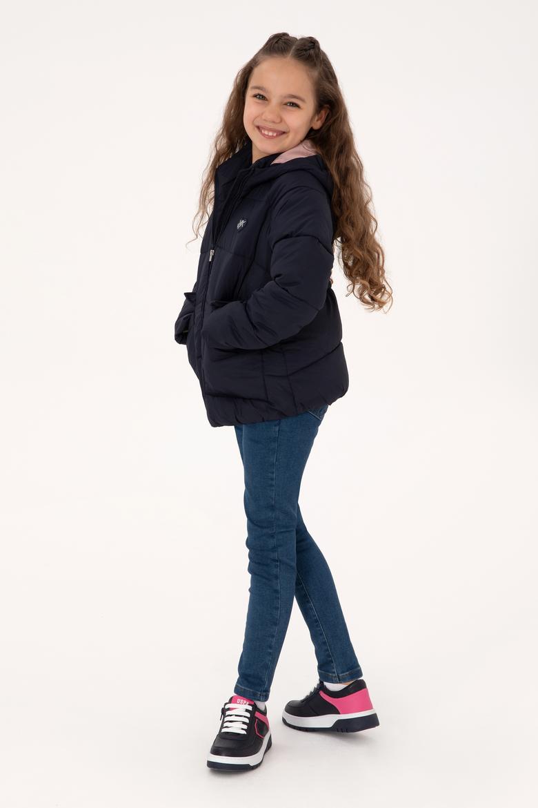 Kız Çocuk Lacivert Kapüşonlu Mont - 50313057006