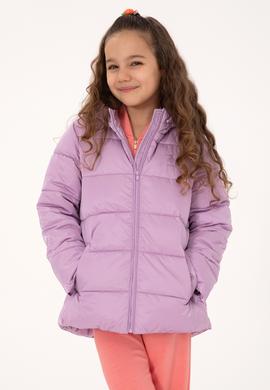 Kız Çocuk Lila Kapüşonlu Kaban - 50313073002