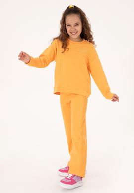 Kız Çocuk Turuncu Şeritli Eşofman Altı - 50317901026