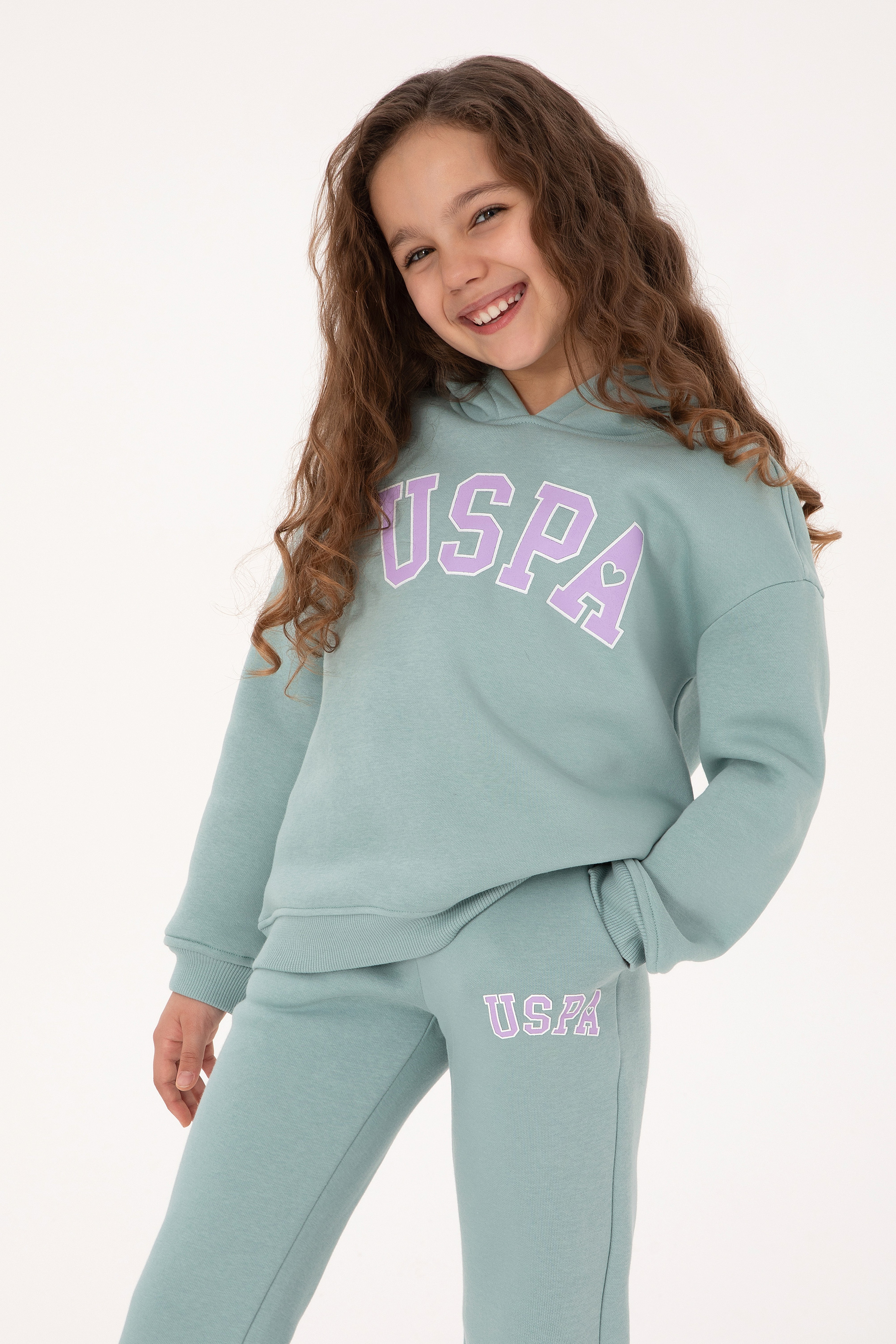 Kız Çocuk Şardonlu Kapüşonlu Mint Sweatshirt - Image 1