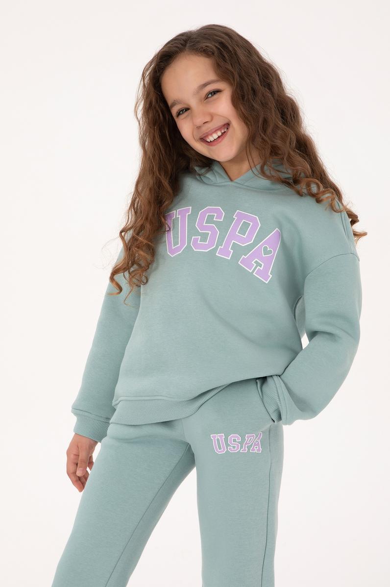 Kız Çocuk Şardonlu Kapüşonlu Mint Sweatshirt