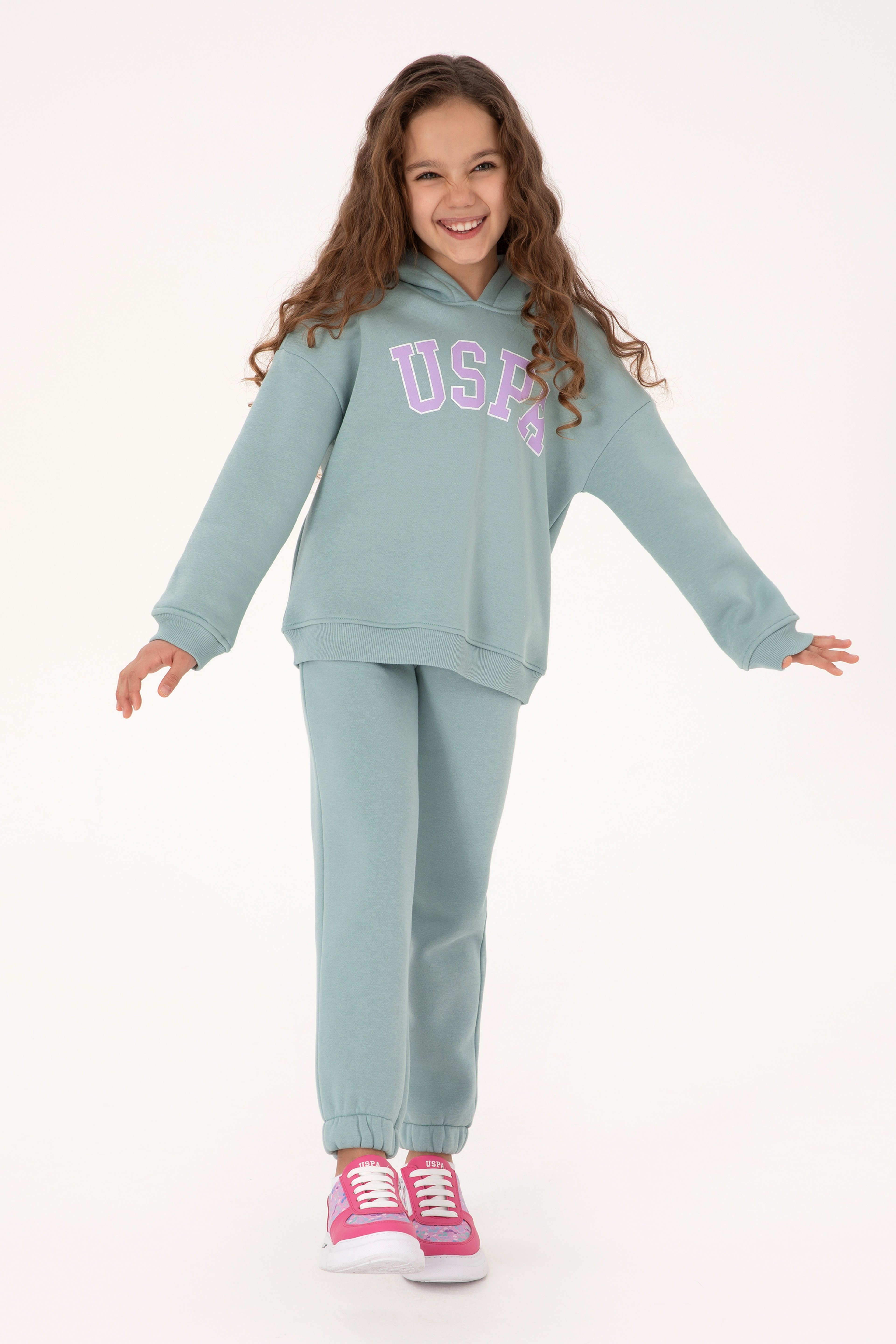 Kız Çocuk Şardonlu Kapüşonlu Mint Sweatshirt - Image 2