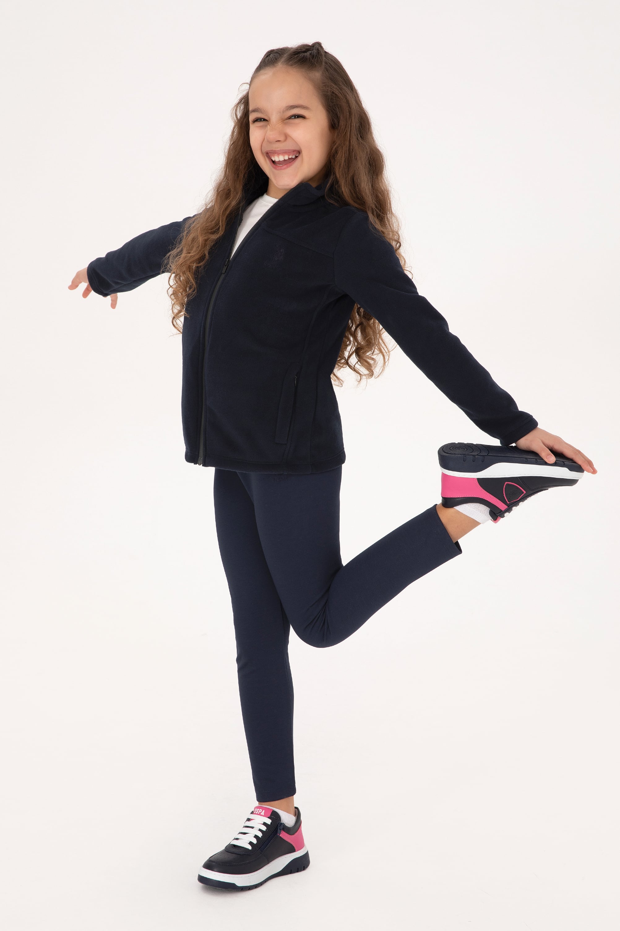 Kız Çocuk Açık Lacivert Fermuarlı Polar Sweatshirt