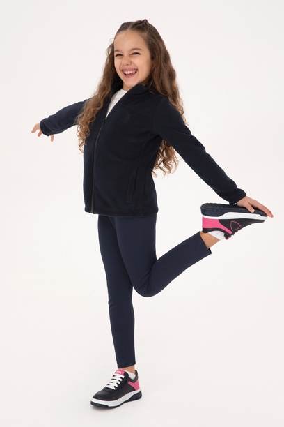 Kız Çocuk Açık Lacivert Fermuarlı Polar Sweatshirt