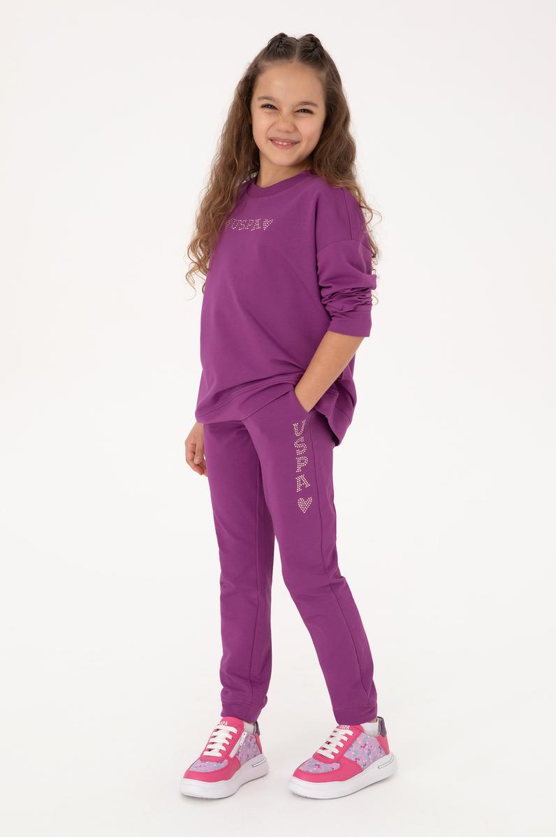 Kız Çocuk Menekşe Bisiklet Yaka Sweatshirt