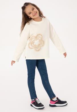 Kız Çocuk Krem Bisiklet Yaka Sweatshirt - 50317921017