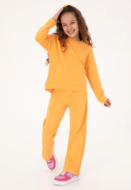 Kız Çocuk Turuncu Bisiklet Yaka Sweatshirt - 50317991032