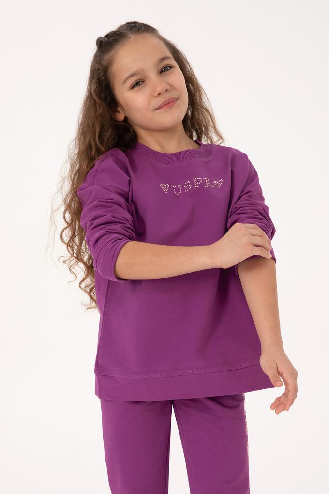 Kız Çocuk Menekşe Bisiklet Yaka Sweatshirt