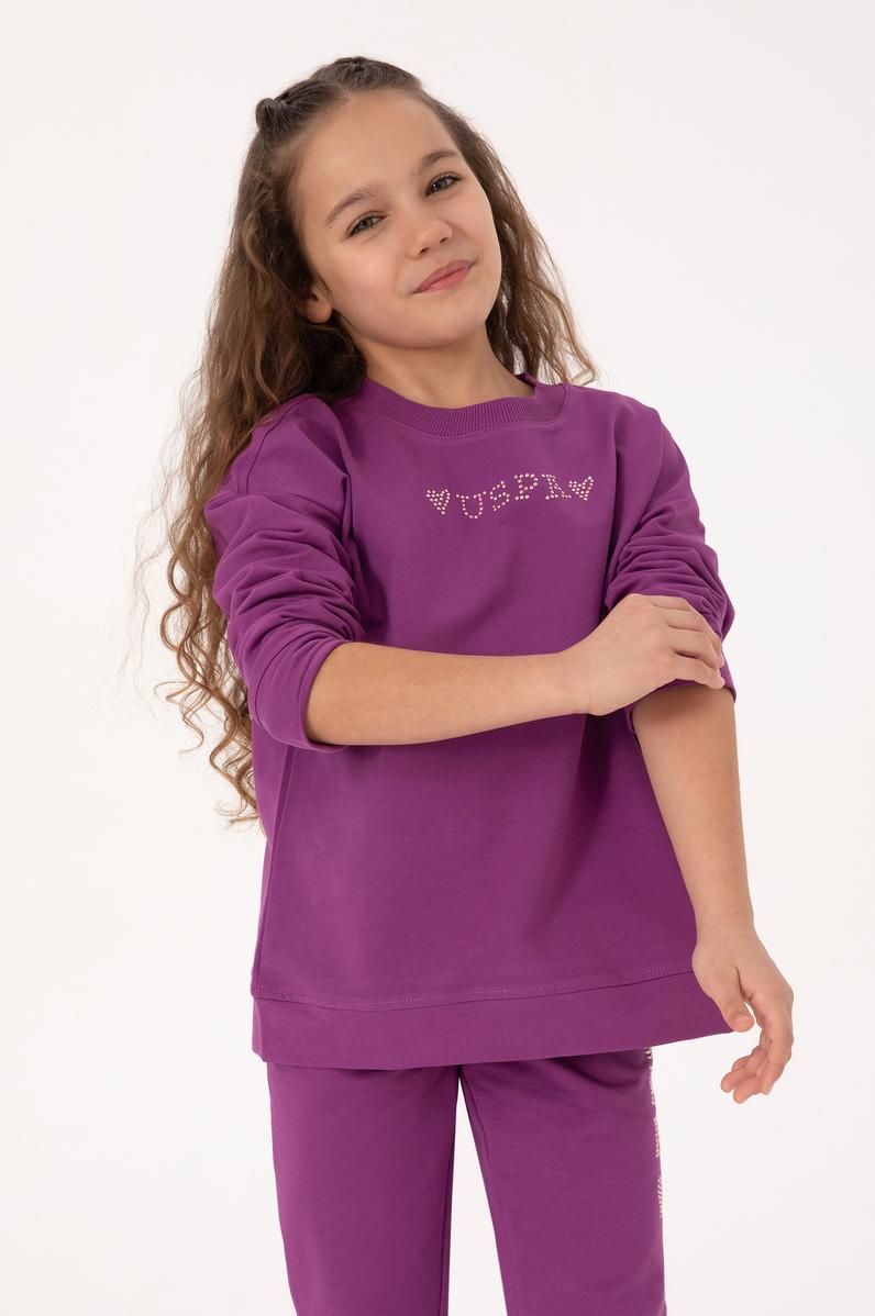 Kız Çocuk Menekşe Bisiklet Yaka Sweatshirt