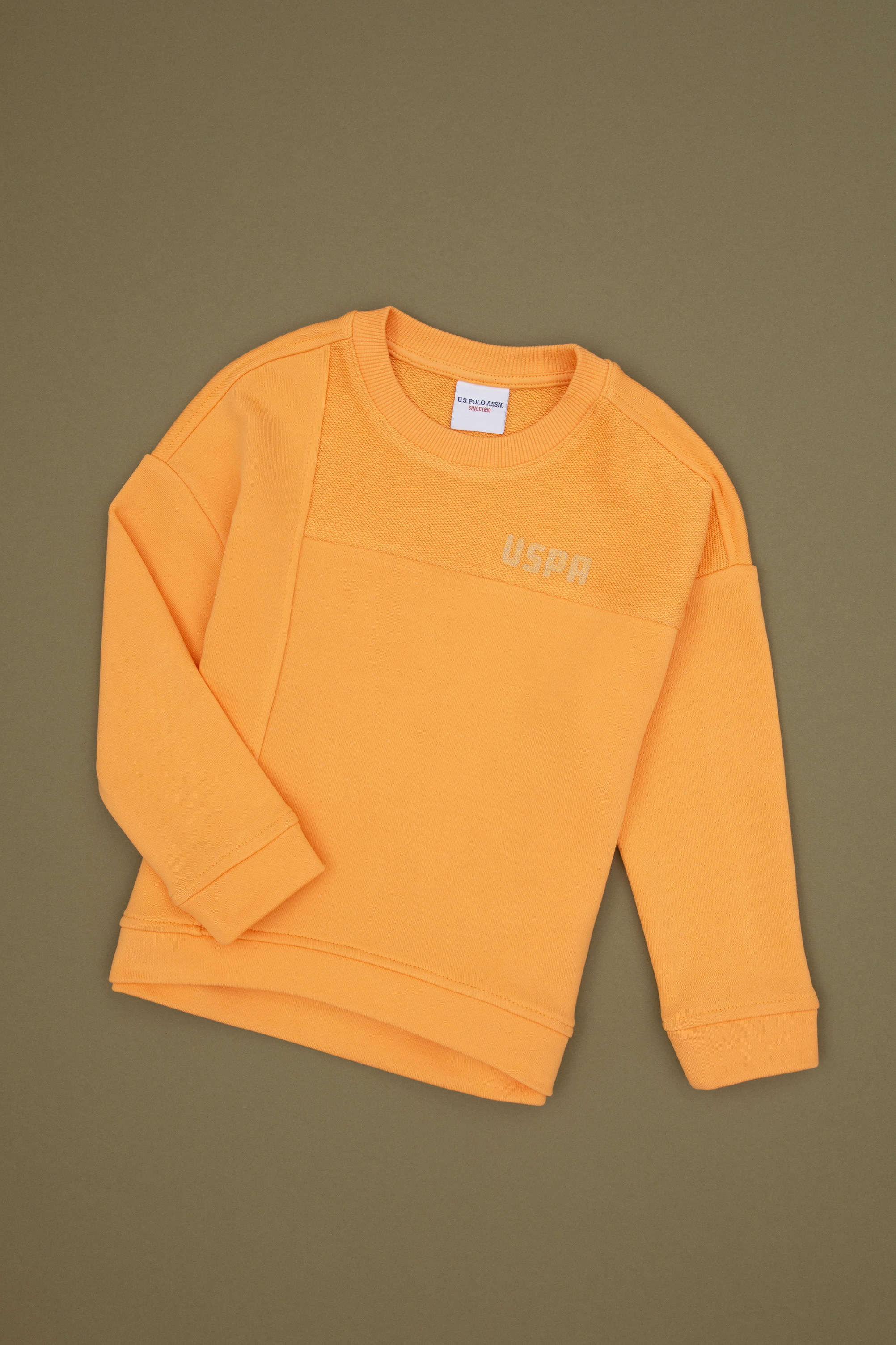 سویشرت یقه گرد نارنجی ریلکس دخترانه یو اس پولو | U.S. Polo Assn. - تصویر 3