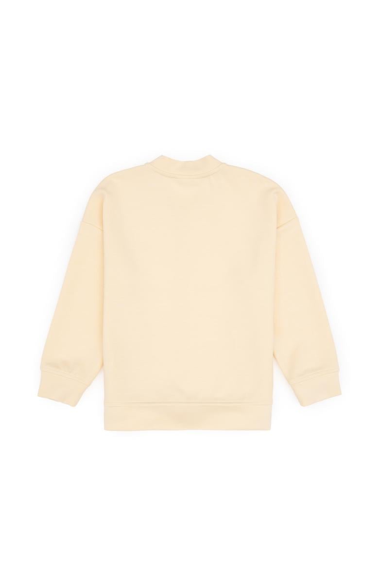 Kız Çocuk Ekru Fermuarlı Örme Hırka - 50317869012