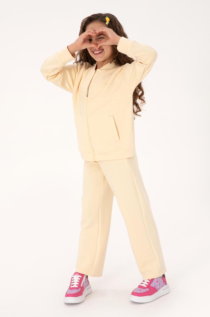 Kız Çocuk Ekru Eşofman Altı